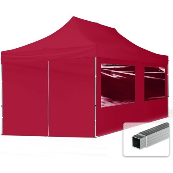 INTENT24 3x6 m Tente pliante - Alu, PES env. 300g/m², côté panoramique, rouge - rouge 59151 4064108039665