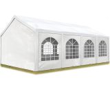 Tente de réception 4x8 m, toile de haute qualité env. 240g/m² PE blanc construction en acier galvanisé avec raccordement par vissage - blanc 91111 4260409149793