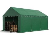 INTENT24 Abri / Tente de stockage ECONOMY - 4 x 6 m en vert fonce - toile PVC env. 500g/m² imperméable / protection contre les rayons UV (80+) / 5092 4260456191202