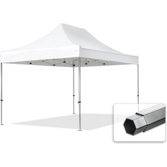 INTENT24 3x4,5 m Tente pliante - Alu, PVC env. 620g/m², anti-feu, blanc - blanc 578682 4260438383243