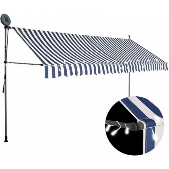 Nova - Manuel de tente rétractile avec LED bleus et blancs différentes tailles Auvent manuel rétractable avec LED 350 cm Bleu et blanc Taille : 350 cm 145846 7424615033629