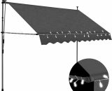 Manuel de tente rétractile avec LED anthracite différentes tailles Auvent manuel rétractable avec LED 300 cm Anthracite Taille : 300 cm 145866 7424615033827