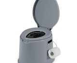 COSTWAY Toilette portable, toilette légère d'extérieur et d'intérieur avec seau intérieur amovible, porte-papier de toilette amovible, gris HW63911 617748411519